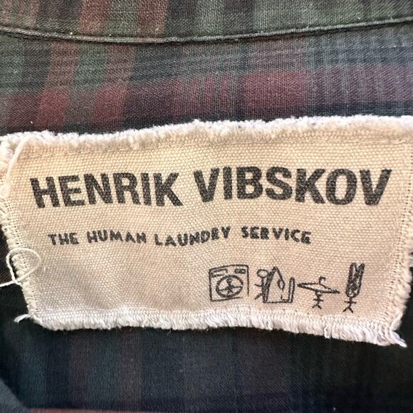 Henrik Visbkov "The Human Laundry Service" plaid snap button avant garde shirt L - Picture 5 of 8